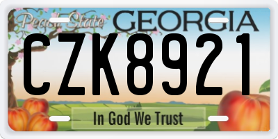 GA license plate CZK8921