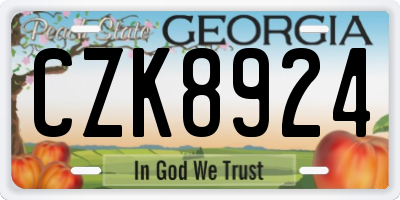 GA license plate CZK8924