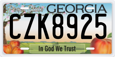 GA license plate CZK8925