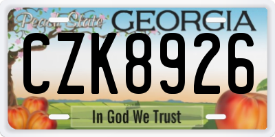 GA license plate CZK8926