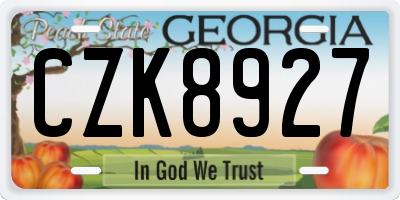 GA license plate CZK8927