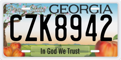 GA license plate CZK8942