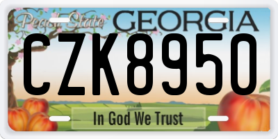 GA license plate CZK8950