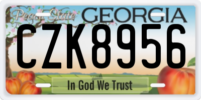 GA license plate CZK8956