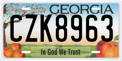 GA license plate CZK8963