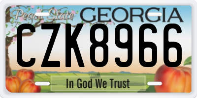 GA license plate CZK8966
