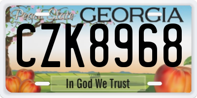 GA license plate CZK8968