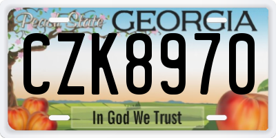 GA license plate CZK8970