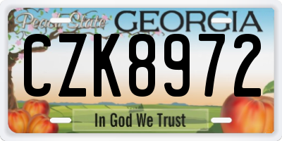 GA license plate CZK8972