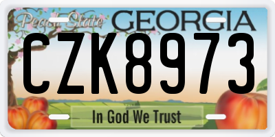 GA license plate CZK8973