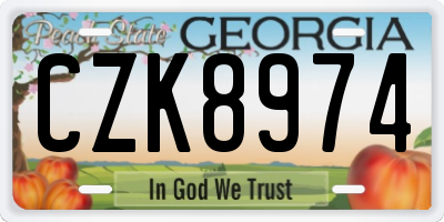 GA license plate CZK8974