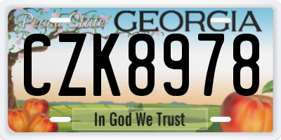 GA license plate CZK8978