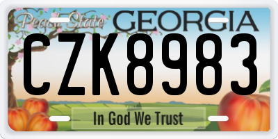 GA license plate CZK8983