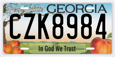 GA license plate CZK8984