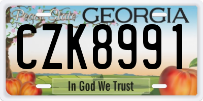 GA license plate CZK8991