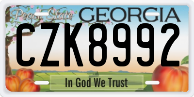 GA license plate CZK8992