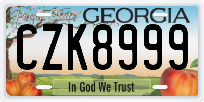 GA license plate CZK8999