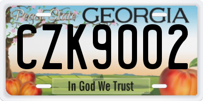 GA license plate CZK9002