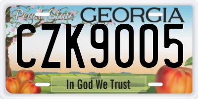 GA license plate CZK9005