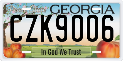 GA license plate CZK9006