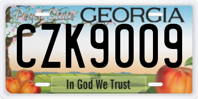 GA license plate CZK9009