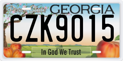 GA license plate CZK9015