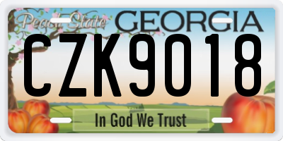 GA license plate CZK9018