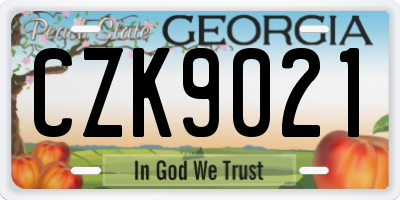 GA license plate CZK9021