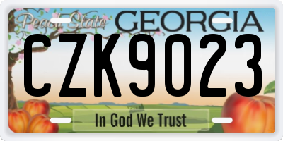 GA license plate CZK9023