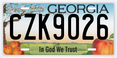 GA license plate CZK9026