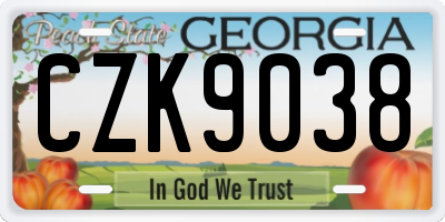 GA license plate CZK9038