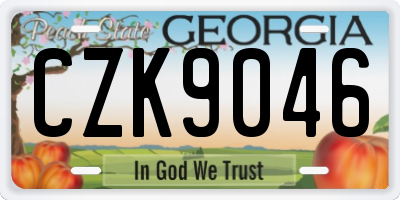 GA license plate CZK9046