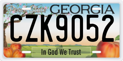 GA license plate CZK9052