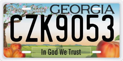 GA license plate CZK9053