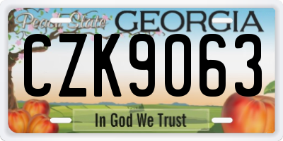 GA license plate CZK9063