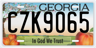 GA license plate CZK9065