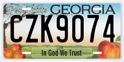 GA license plate CZK9074