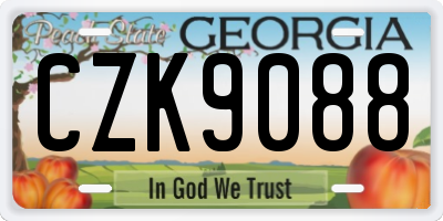 GA license plate CZK9088