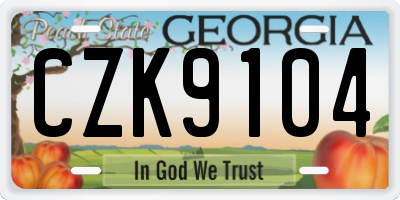 GA license plate CZK9104
