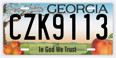 GA license plate CZK9113