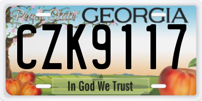 GA license plate CZK9117