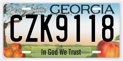 GA license plate CZK9118