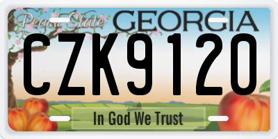 GA license plate CZK9120