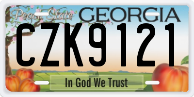 GA license plate CZK9121