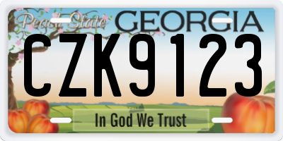GA license plate CZK9123