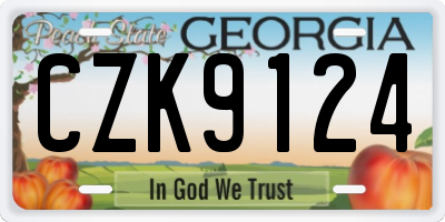 GA license plate CZK9124