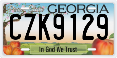 GA license plate CZK9129
