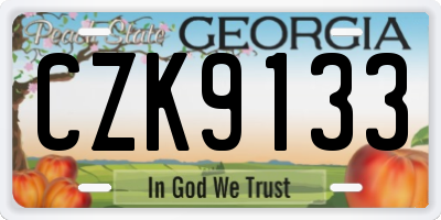 GA license plate CZK9133