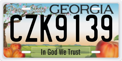 GA license plate CZK9139
