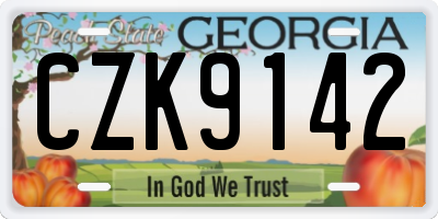 GA license plate CZK9142